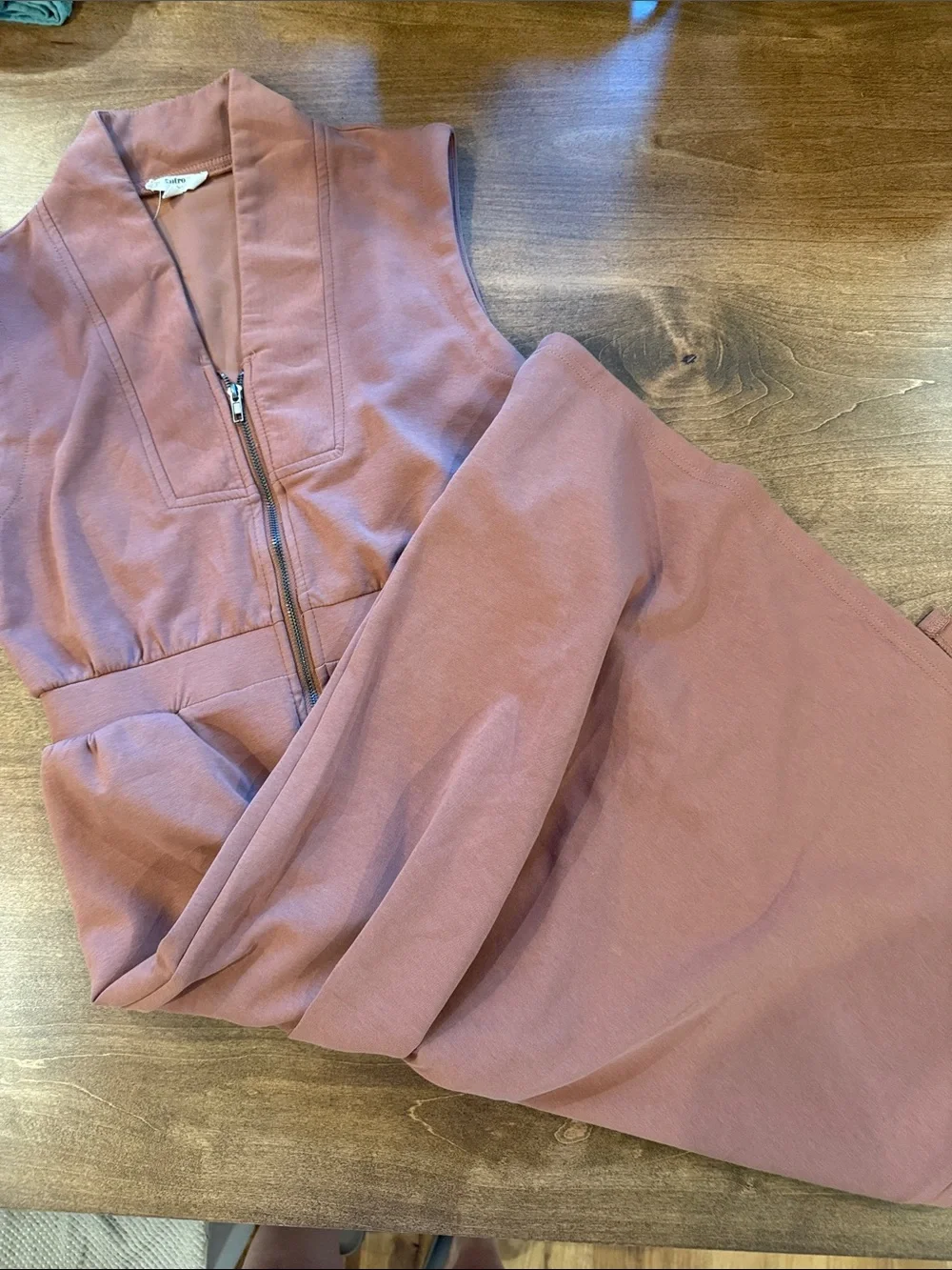 Sleeveless Zip-Front Midi Dress in Clay Orange and POCKETS